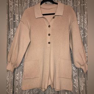 Long sleeve button up sweater romper